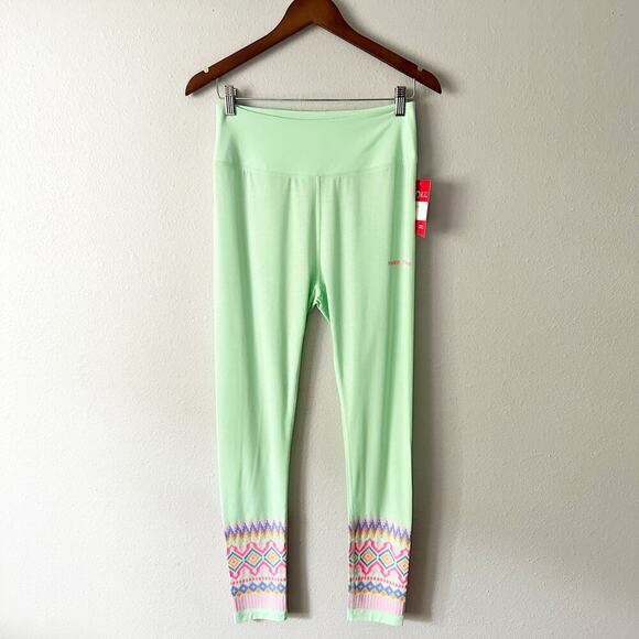 Kari Traa Air Base Layer Pant Mint Ankle Pattern Leggings women's size medium - Picture 1 of 14